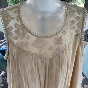 Macy’s Style &Co. viscose beige lace yoke dressNWT